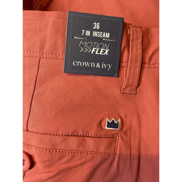 Crown & Ivy Motion Flex Chino Shorts Men's 36 Salmon 7" inseam NWT - Picture 7 of 9